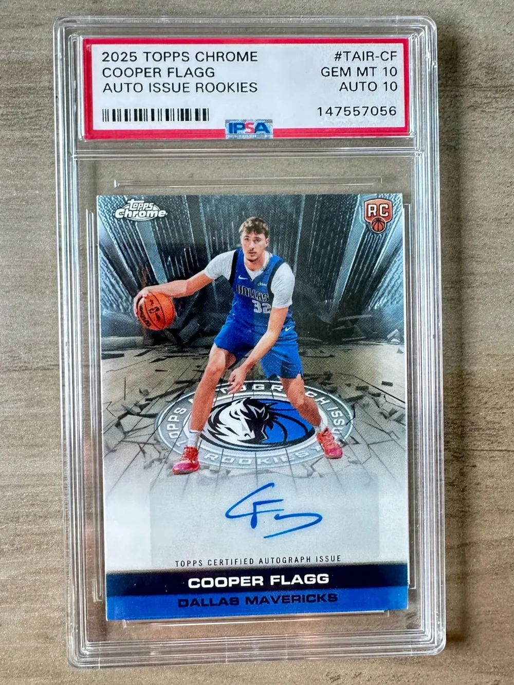 Cooper Flagg Rookie 2025 Topps Chrome Autograph Issue Gem Mint 10 Novelty Card.